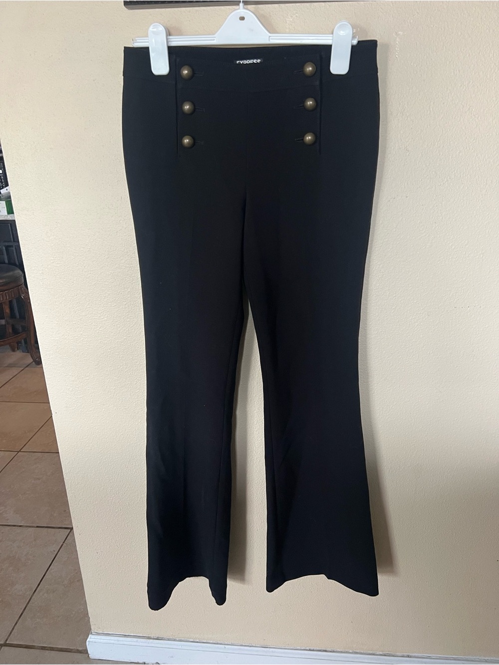 Express Black Boot-Cut Sailor Button Pants